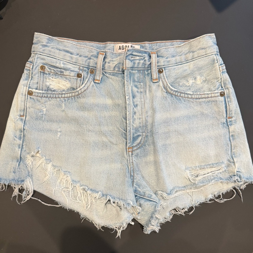 Agolde Blue Jean Shorts Distressed Vintage Style